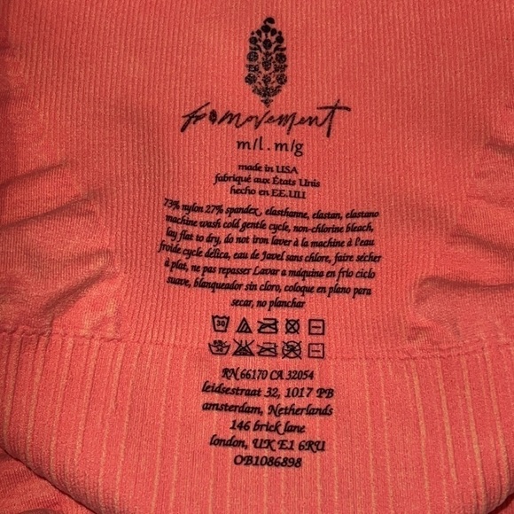 Free People orange Poppy Square Neck Sports Bra SPF 30 UV protection size M/L - Picture 7 of 10